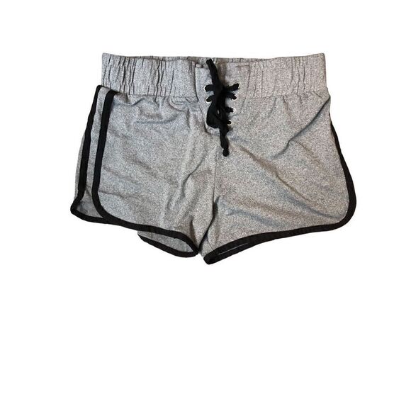 Rue 21 gray athletic running shorts with black trim and elastic waistband and cr - Picture 2 of 7